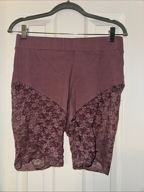 torrid Mauve Lace-Panel Bike Shorts
